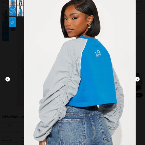 Fashion Nova Blue and Gray Detroit Sweatshirt - Picture 4 of 6